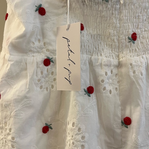 Petal and Pup White Sleeveless Top with Red Floral Embroidery - Picture 5 of 6